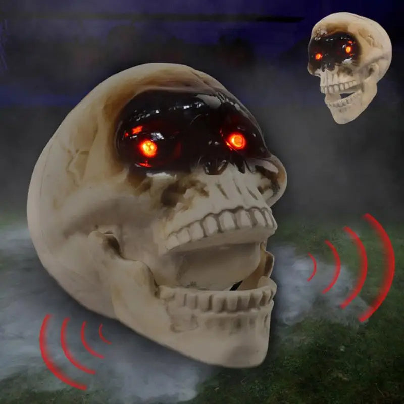 Animated Floating Skeleton Decorations Realistic Halloween Skull Heads Halloween Decorations Scary Sound Spooky Decoration