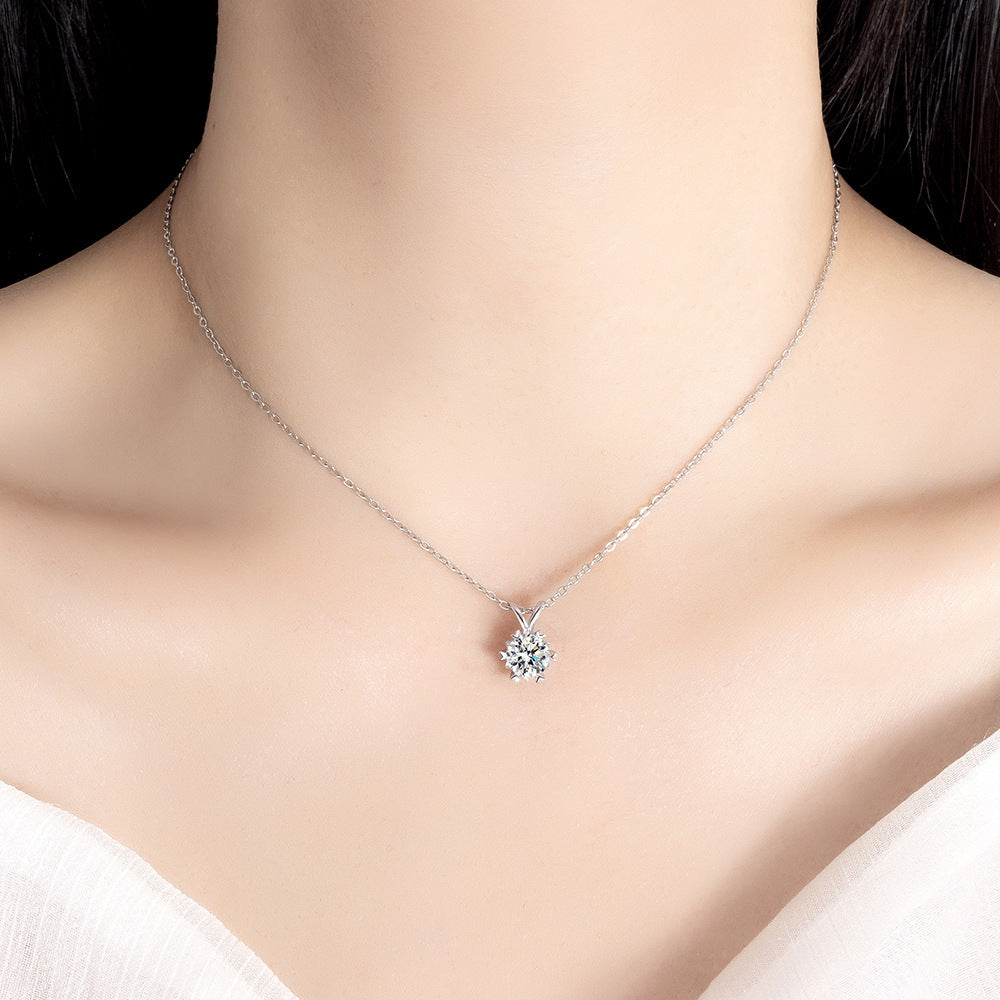 Titanium Steel Necklace Niche Snowflake Zircon Pendant