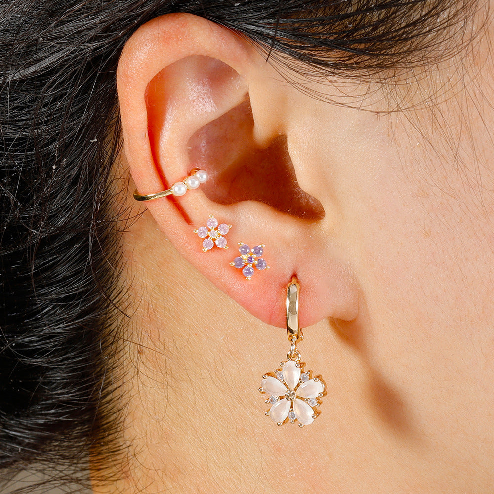 Fashion Trend Diamond Flower Earrings