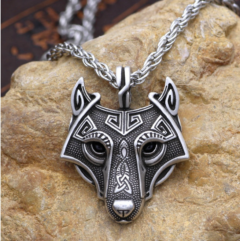 Viking Wolf Head Amulet Pendant Necklace