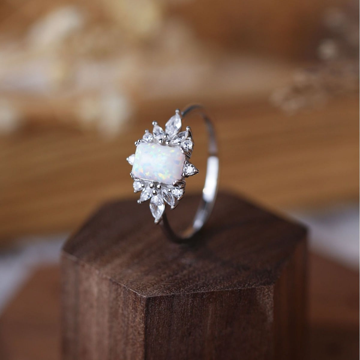 Simple Fashion Personality Opal Square Ring