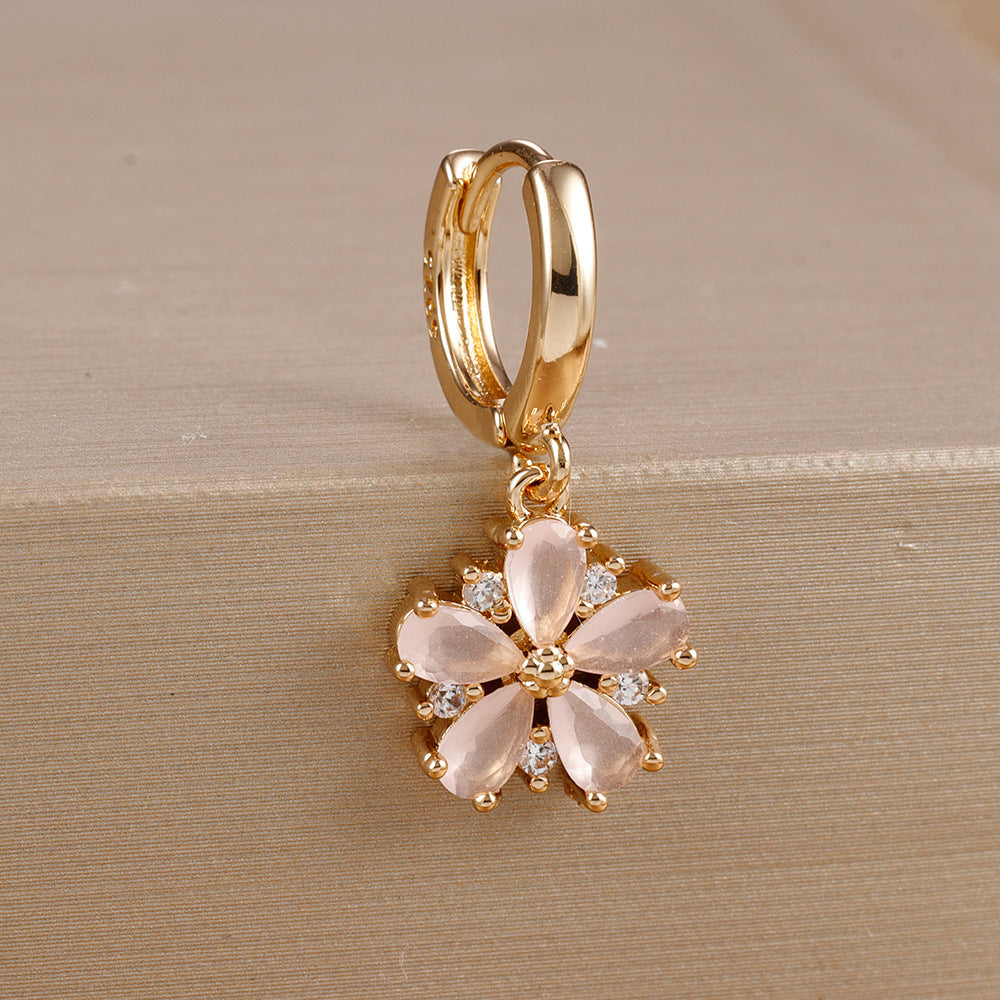 Fashion Trend Diamond Flower Earrings