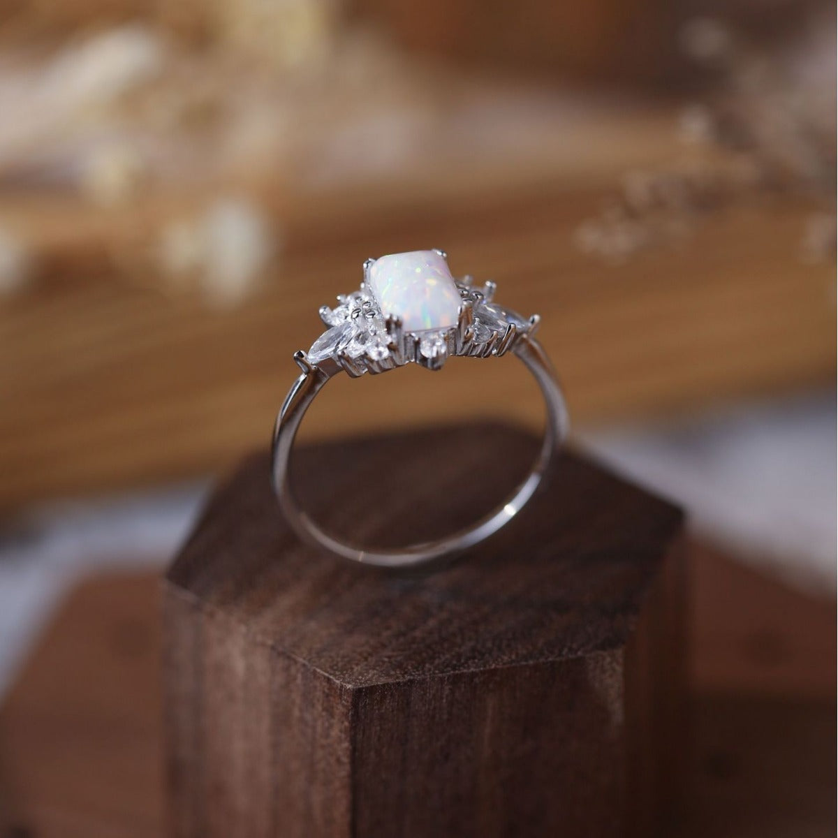 Simple Fashion Personality Opal Square Ring