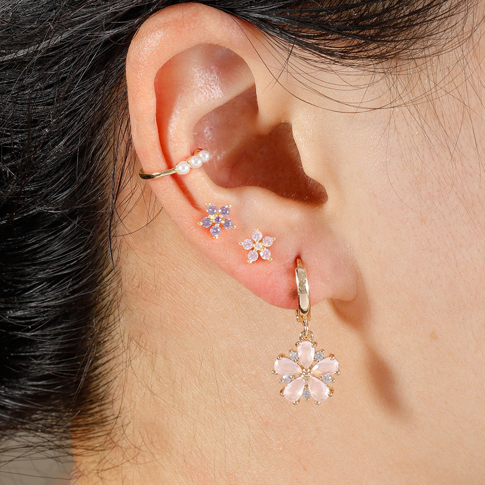 Fashion Trend Diamond Flower Earrings