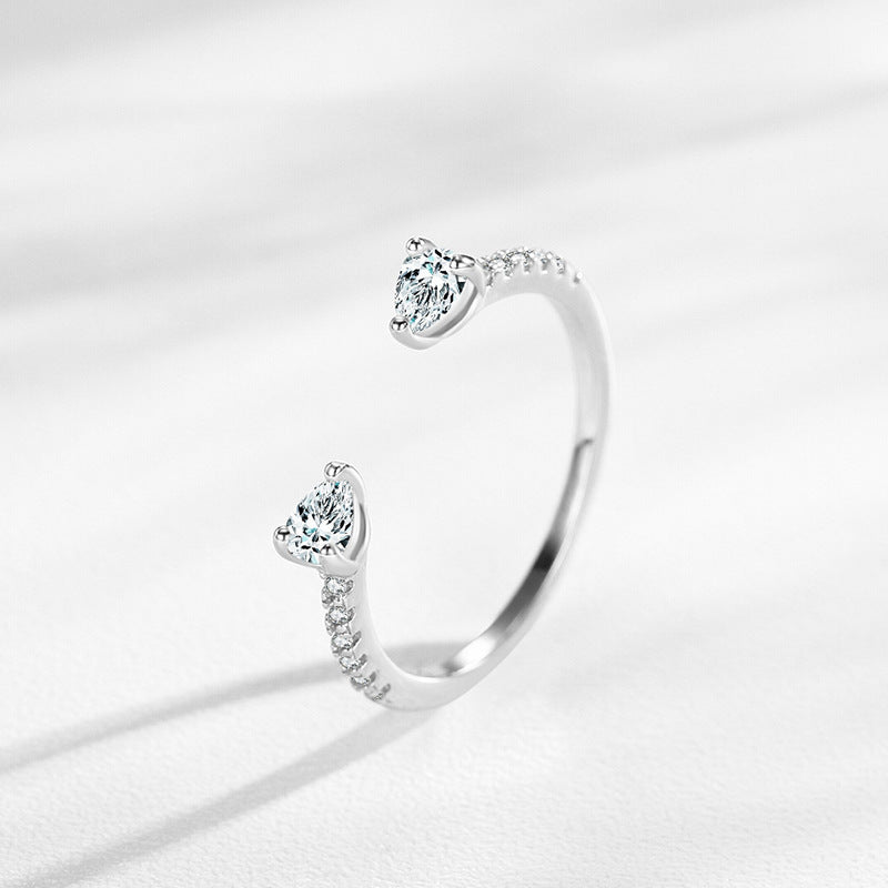 S925 Silver Full Diamond Drop-shaped Open Ring For Women